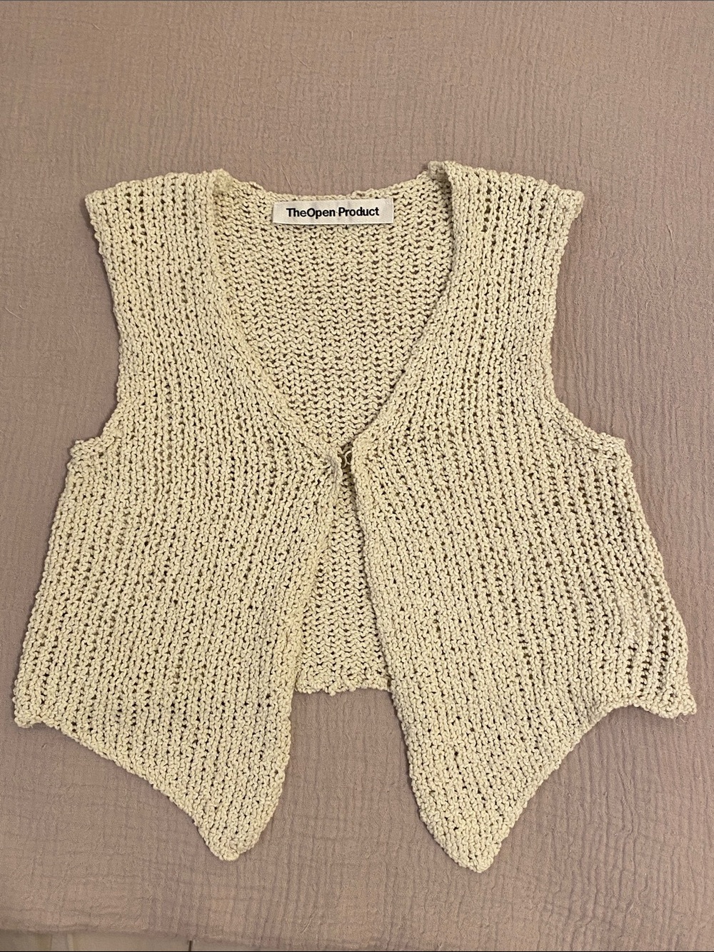 TheOpen Product Women’s Cream Knit Open-Front Vest